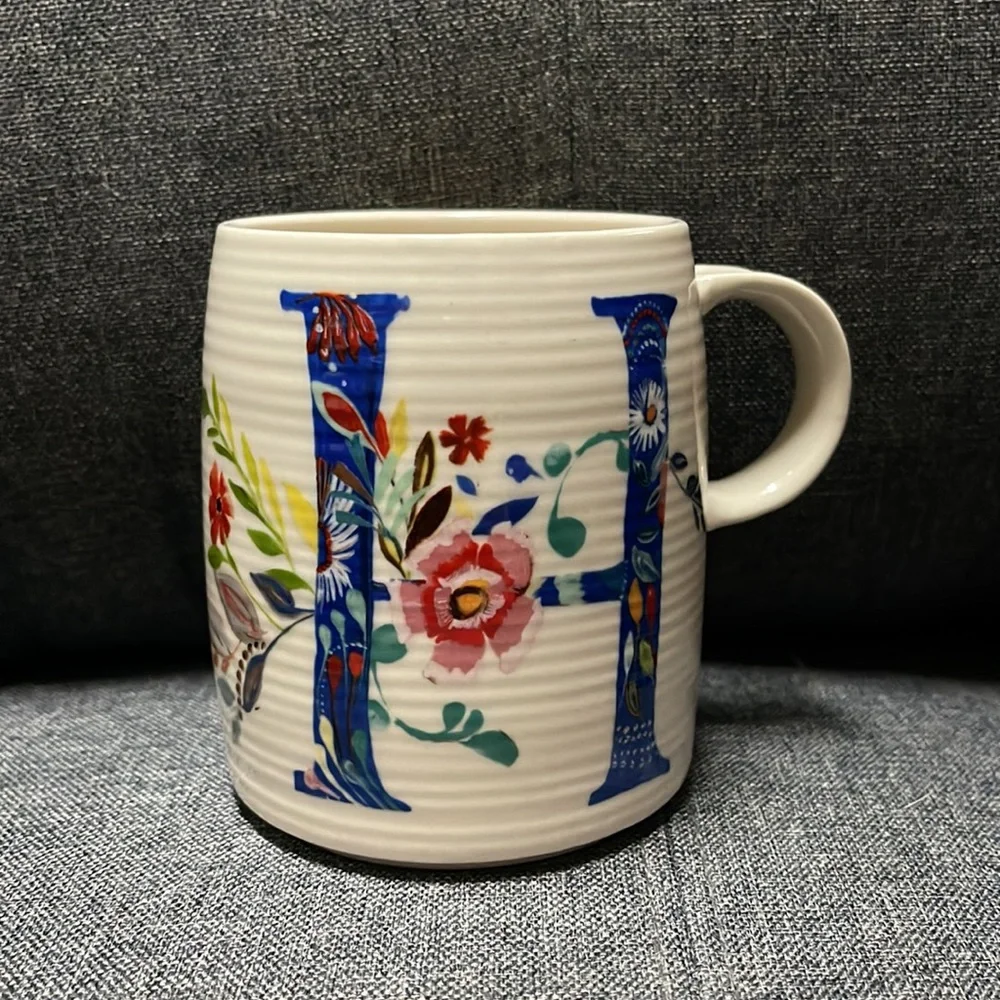 Anthropologie Petal Palette Monogram Mug